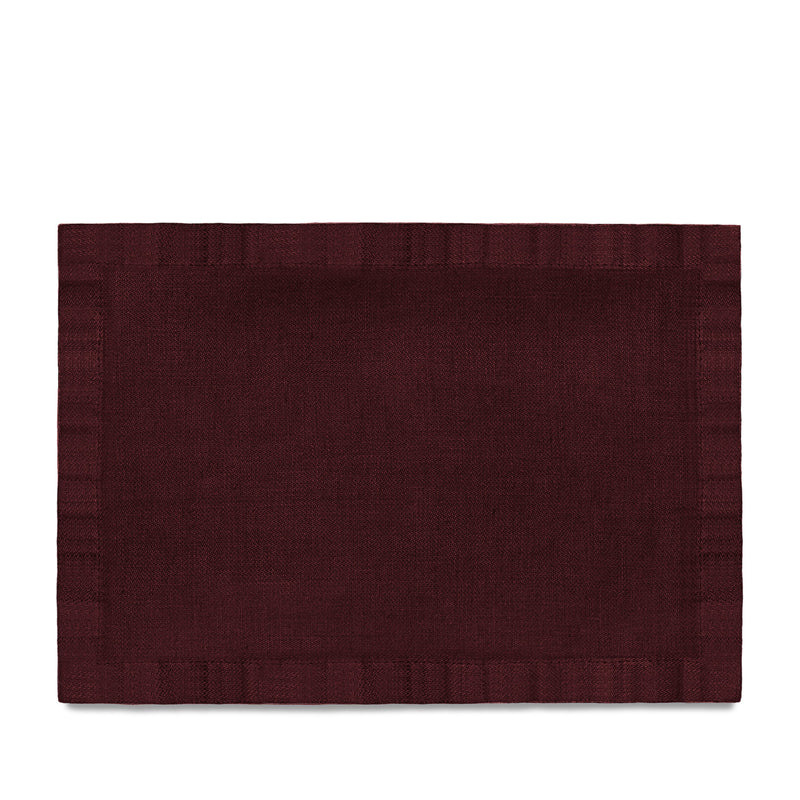 Wine Linen Sateen Placemats - Hand-Crafted Linen Woven Textile - Luxurious & Intricate Soft Sateen Placemats