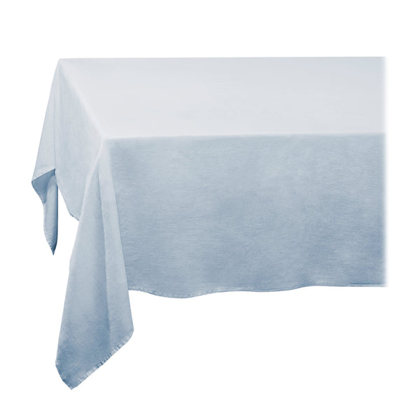 Large Light Blue Linen Sateen Tablecloth - Hand-Crafted Linen Woven Textile - Luxurious & Intricate Soft Sateen Tablecloth