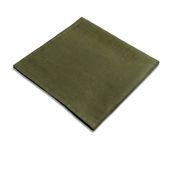 Olive Linen Sateen Napkins - Hand-Crafted Linen Woven Textile - Luxurious & Intricate Soft Sateen Napkins