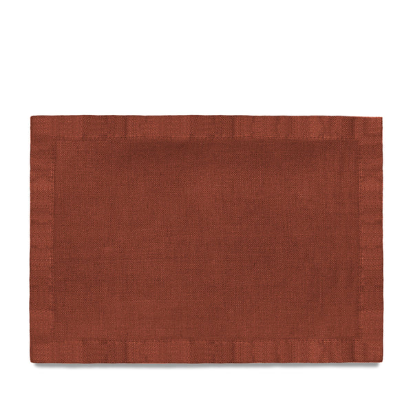 Brick Linen Sateen Placemats - Hand-Crafted Linen Woven Textile - Luxurious & Intricate Soft Sateen Placemats