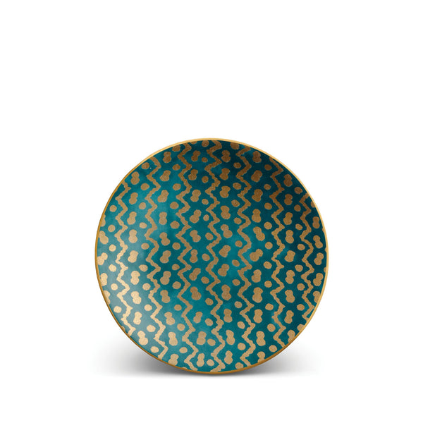 Fortuny Tapa Canape Plates in Teal - Vibrant Designs Reminiscent of the Artisans of Venice - Crafted from Unique Earthenware and Metals