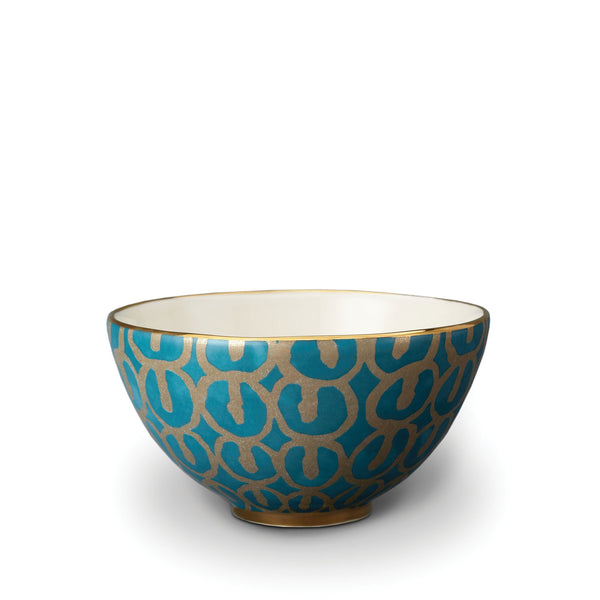 Fortuny Ashanti Cereal Bowls in Teal - Vibrant Designs Reminiscent of the Artisans of Venice - Crafted from Unique Earthenware and Metals