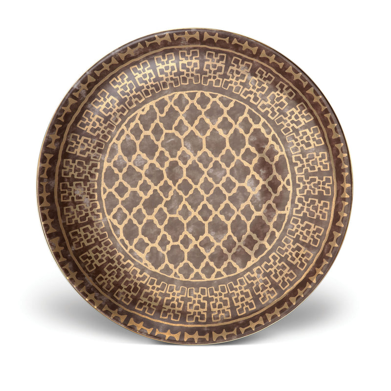 Large Fortuny Ashanti Round Platter in Grey - Vibrant Designs Reminiscent of the Artisans of Venice - Crafted from Unique Earthenware and Metals