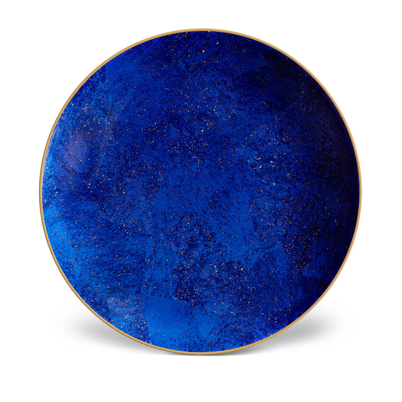 Lapis Round Platter in Blue - A Nod to the Depth of Tones in the Night Sky - Hand-Gilded and Adorned with 24K Gold Accents