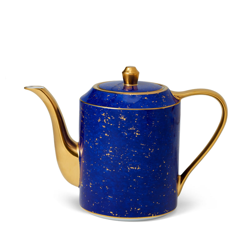 Lapis Teapot by L'OBJET - Rich Azure Teapot Adorned with 24K Gold Accents - Mesmerizing Hand-Gilded Deep Tones