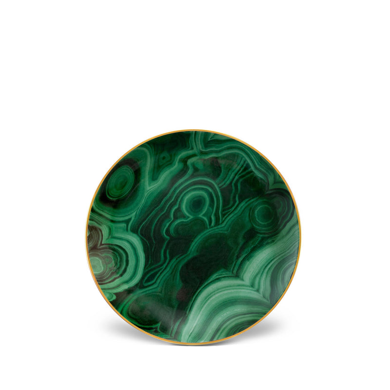 Malachite Canape Plates in Green - Made of Limoges Porcelain and Earthenware - Hand-Gilded with 24K Gold Accent