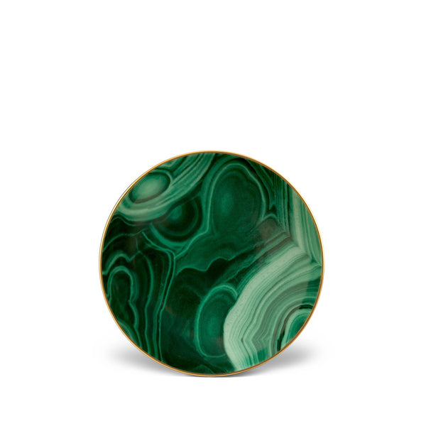 Malachite Small Dish in Green - Made of Limoges Porcelain and Earthenware - Hand-Gilded with 24K Gold Accent