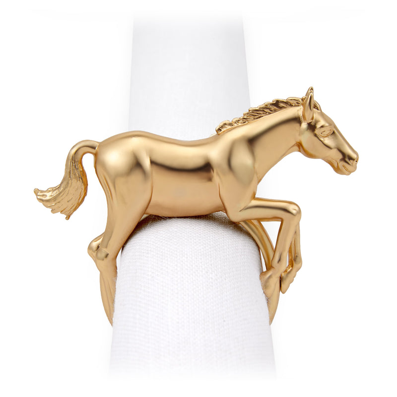 Horse Napkin Jewels in Gold by L'OBJET - Hand-Crafted with Brilliant Workmanship - Indulgent and Luxurious Jewels