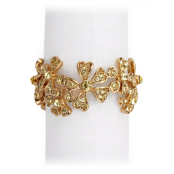 Garland Napkin Jewels in Gold and Yellow Crystals - Artful, Luxurious Jewels Made by Hand - Features Timeless Design with Brilliant Craftsmanship
