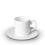 Perlée Espresso Cup and Saucer in White - Timeless and Sophisticated Dinnerware Crafted from Limoges Porcelain