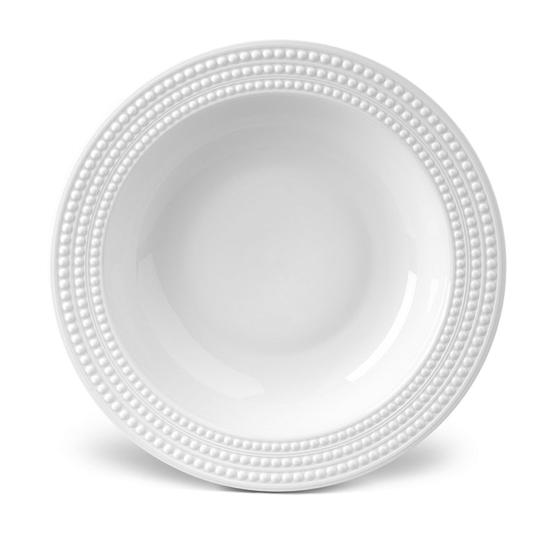 Perlée Rimmed Serving Bowl in White - Timeless and Sophisticated Dinnerware Crafted from Limoges Porcelain