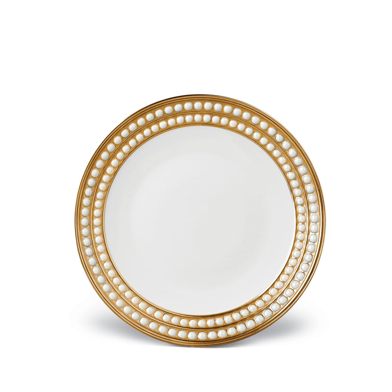 Perlée Dessert Plate in Gold - Timeless and Sophisticated Dinnerware Crafted from Limoges Porcelain and Infused with Detailed Craftsmanship