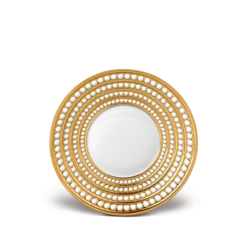 Perlée Saucer in Gold - Timeless and Sophisticated Dinnerware Crafted from Limoges Porcelain and Infused with Detailed Craftsmanship