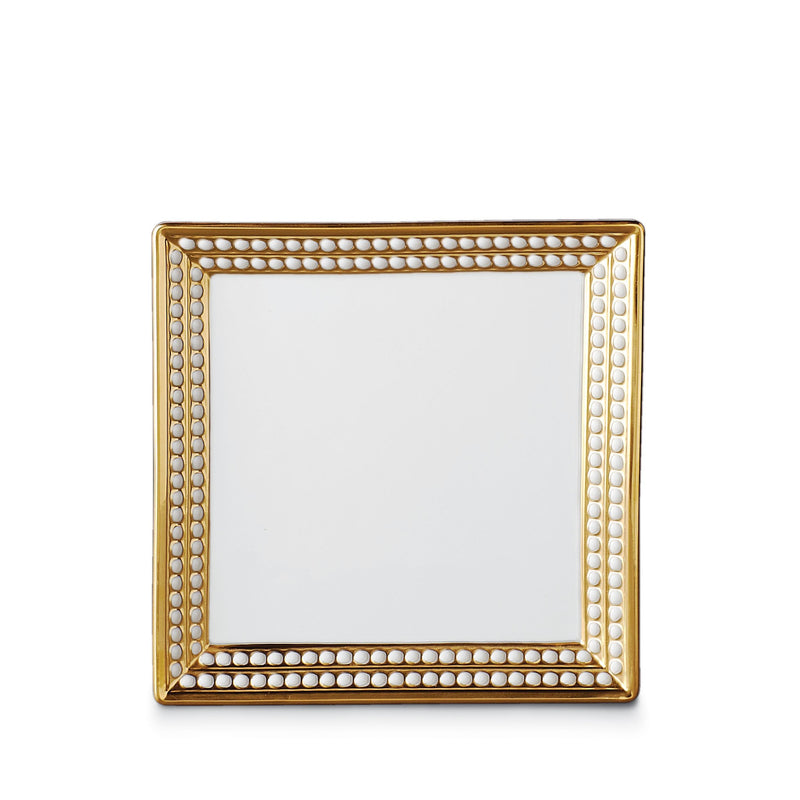 Small Perlée Square Tray in Gold - Timeless and Sophisticated Dinnerware Crafted from Limoges Porcelain and Infused with Detailed Craftsmanship