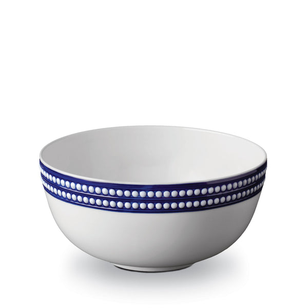 Large Perlée Serving Bowl in Bleu - Timeless and Sophisticated Dinnerware Crafted from Limoges Porcelain and Infused with Detailed Craftsmanship