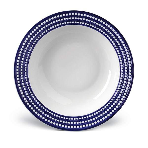 Perlée Rimmed Serving Bowl in Bleu - Timeless and Sophisticated Dinnerware Crafted from Limoges Porcelain and Infused with Detailed Craftsmanship