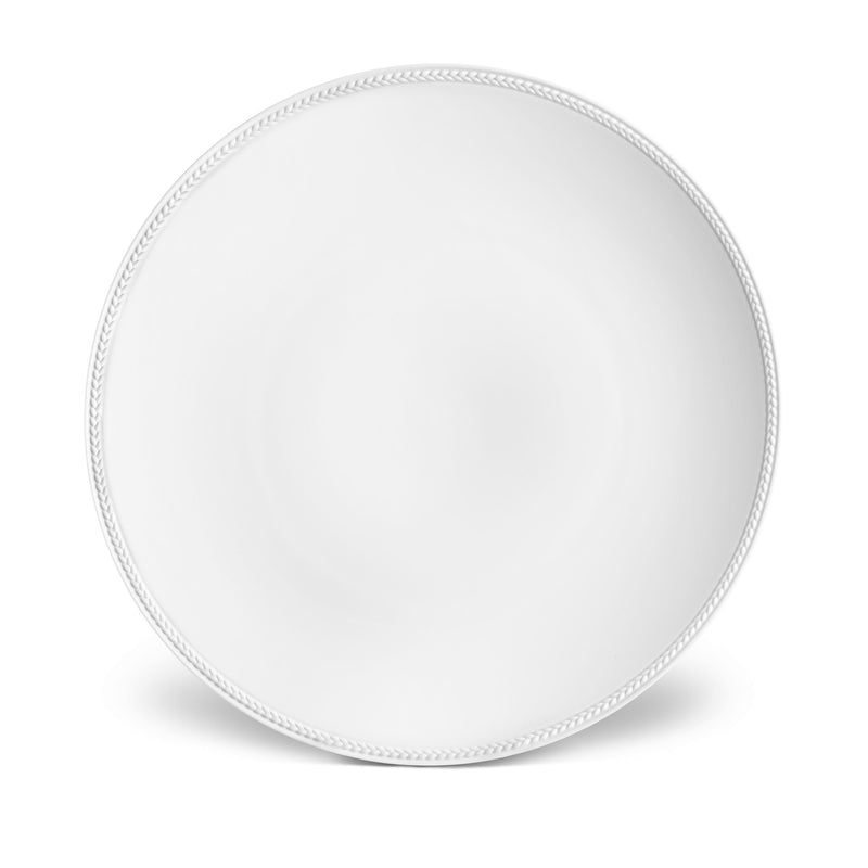 Soie Tressée Charger in White - Classic Yet Modern Design Made of Limoges Porcelain Creates a Contemporary Look on an Ancient Shape