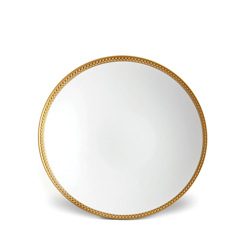 Soie Tressée Soup Plate in Gold - Classic Yet Modern Design Made of Limoges Porcelain Creates a Contemporary Look on an Ancient Shape