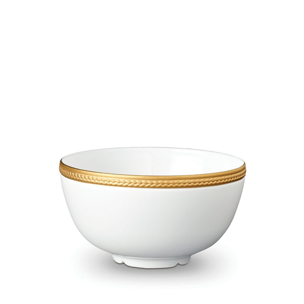 Medium Soie Tressée Cereal Bowl in Gold - Classic Yet Modern Design Made of Limoges Porcelain Creates a Contemporary Look on an Ancient Shape
