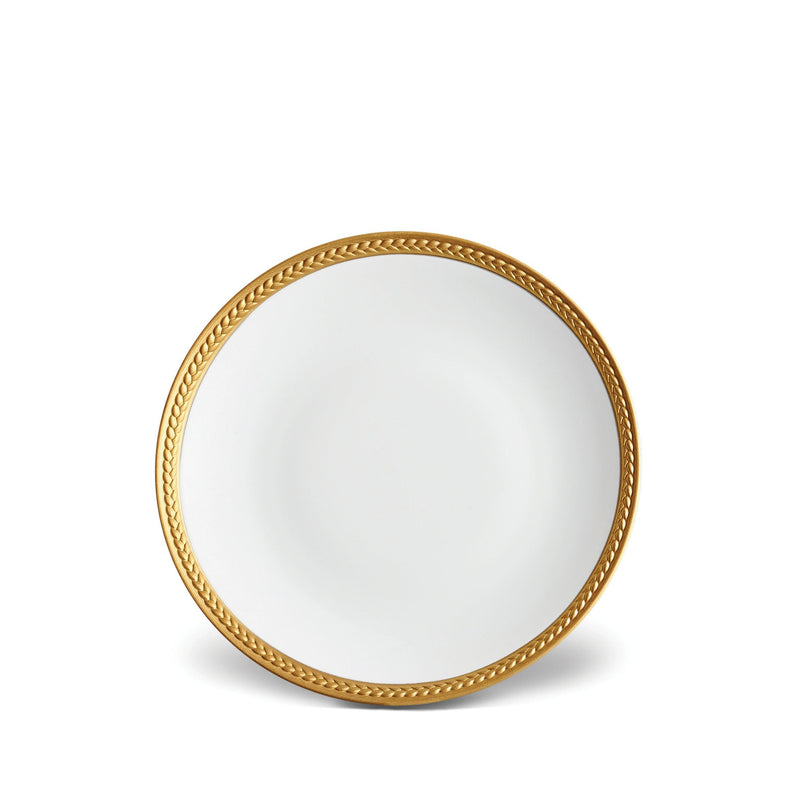 Soie Tressée Bread and Butter Plate in Gold - Classic Yet Modern Design Made of Limoges Porcelain Creates a Contemporary Look on an Ancient Shape