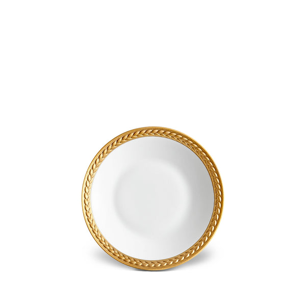Soie Tressée Sauce Dish and Spoon Rest in Gold - Classic Yet Modern Design Made of Limoges Porcelain