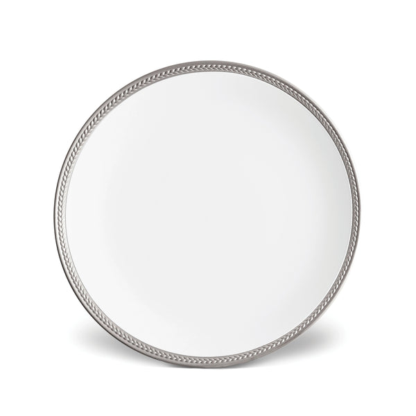 Soie Tressée Dinner Plate in Platinum - Classic Yet Modern Design Made of Limoges Porcelain Creates a Contemporary Look on an Ancient Shape