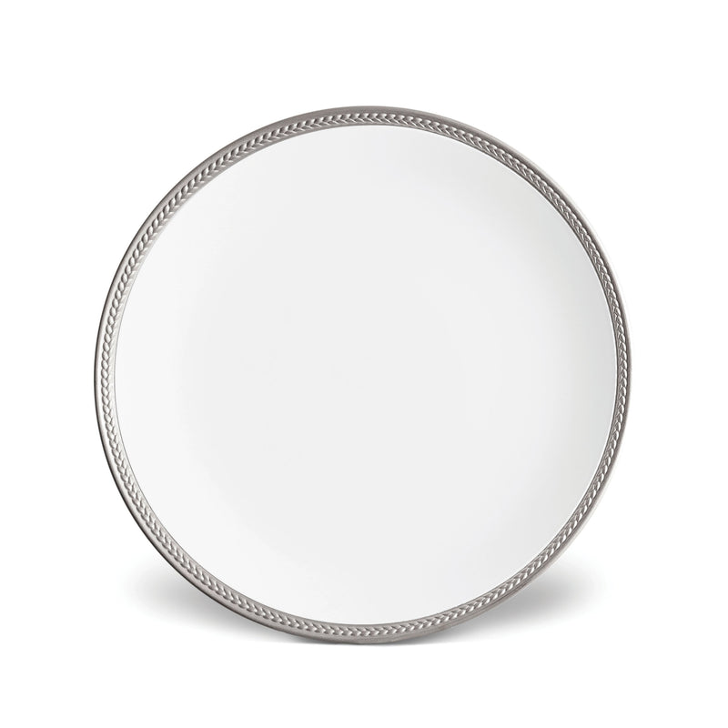 Soie Tressée Dinner Plate in Platinum - Classic Yet Modern Design Made of Limoges Porcelain Creates a Contemporary Look on an Ancient Shape