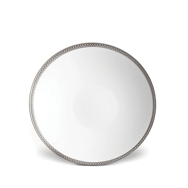 Soie Tressée Soup Plate in Platinum - Classic Yet Modern Design Made of Limoges Porcelain Creates a Contemporary Look on an Ancient Shape