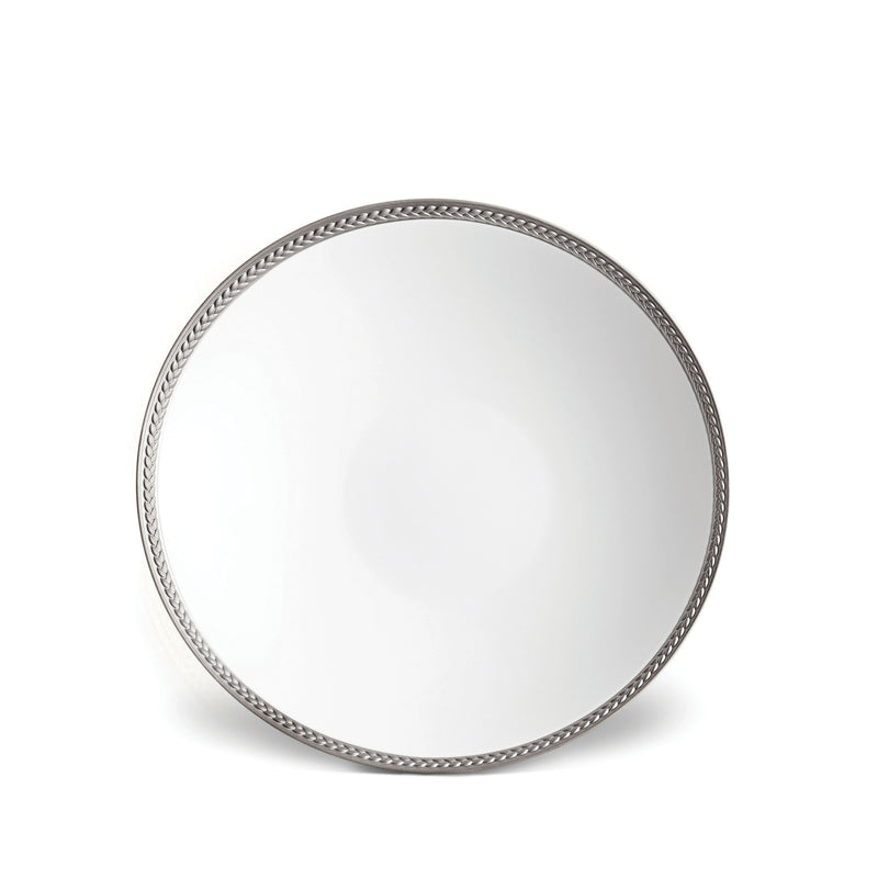 Soie Tressée Soup Plate in Platinum - Classic Yet Modern Design Made of Limoges Porcelain Creates a Contemporary Look on an Ancient Shape