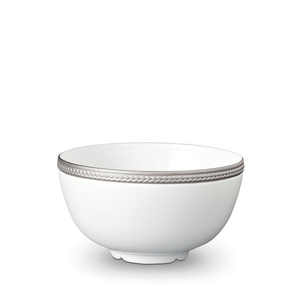 Medium Soie Tressée Cereal Bowl in Platinum - Classic Yet Modern Design Made of Limoges Porcelain
