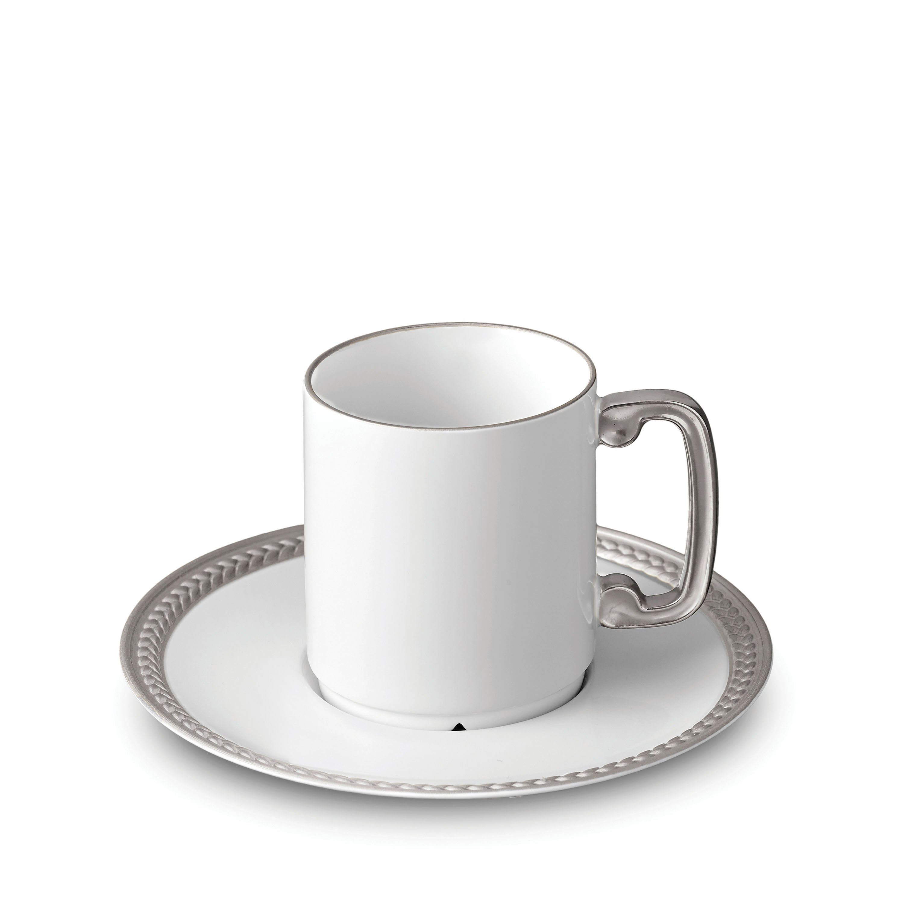 Soie Tressée Espresso Cup + Saucer - Platinum - L'OBJET