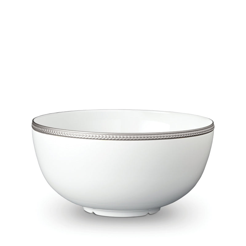 Large Soie Tressée Bowl in Platinum - Classic Yet Modern Design Made of Limoges Porcelain Creates a Contemporary Look on an Ancient Shape