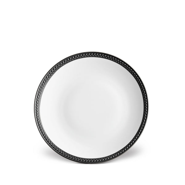 Soie Tressée Bread and Butter Plate in Black - Classic Yet Modern Design Made of Limoges Porcelain Creates a Contemporary Look on an Ancient Shape