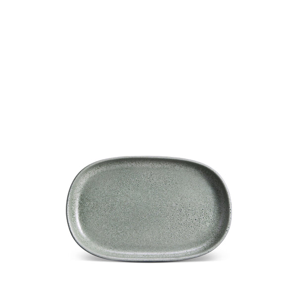 Small Terra Oval Platter in Seafoam by L'OBJET - Hand-Crafted from Porcelain and Glazed Meticulously - Organic Shape
