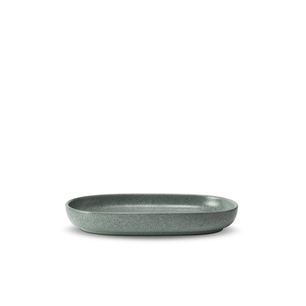 Small Terra Oval Platter in Seafoam by L'OBJET - Hand-Crafted from Porcelain and Glazed Meticulously - Organic Shape