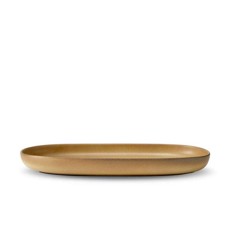 Medium Terra Oval Platter in Leather by L'OBJET - Hand-Crafted from Porcelain and Glazed Meticulously - Organic Shape