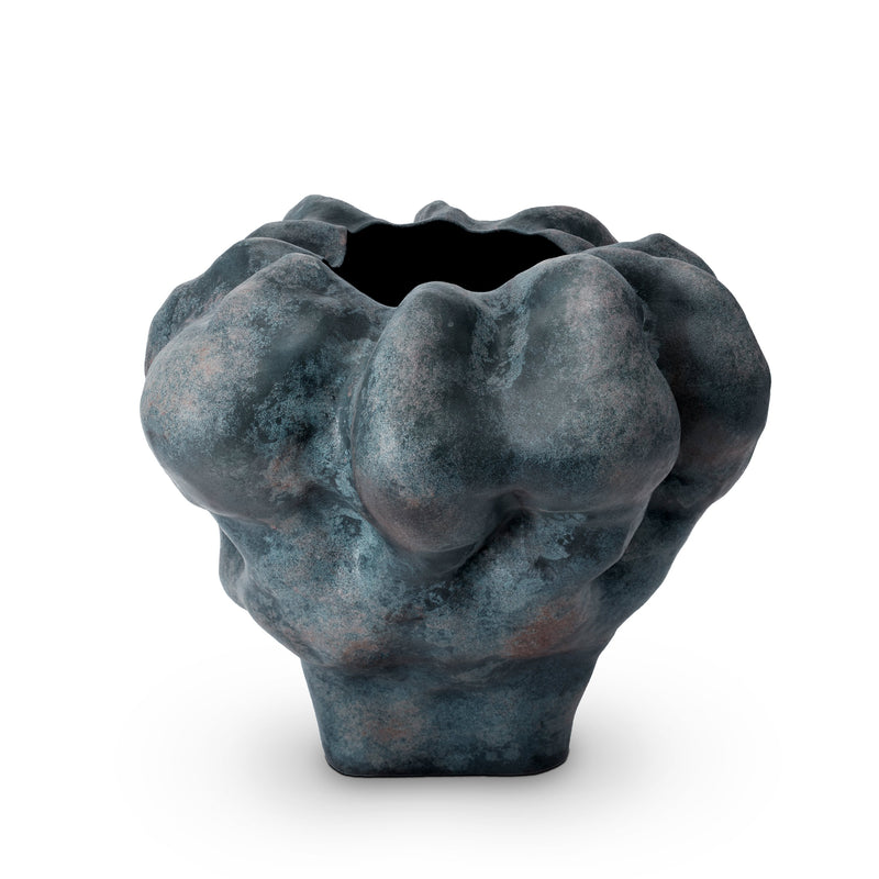 Short Timna Vase in Aged Iron by L'OBJET has a Sculptural Form - Hand-Crafted Workmanship from Portuguese Atalier