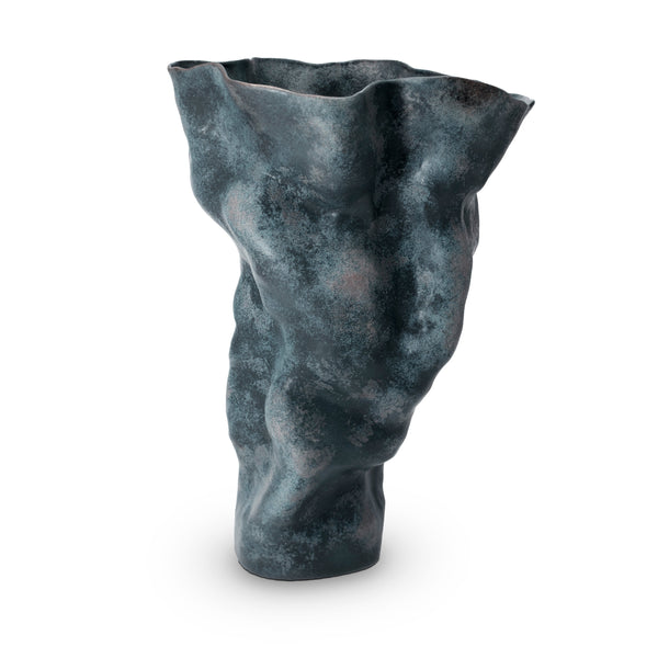Tall Timna Vase in Aged Iron by L'OBJET has a Sculptural Form - Hand-Crafted Workmanship from Portuguese Atalier
