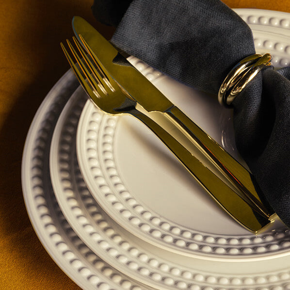 Tabletop with Three Ring Napkin Jewels