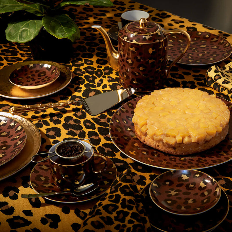 Linen Sateen Leopard Tablecloth - Natural