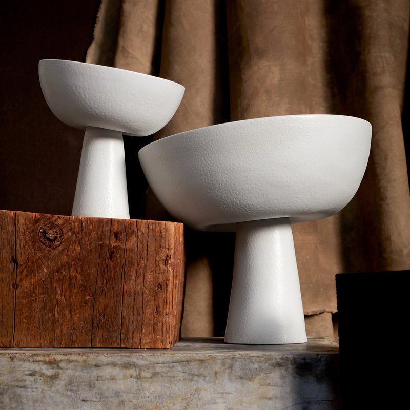 Small and Medium Terra Bowl on Stand with stone glaze
