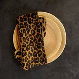 Linen Sateen Leopard Napkins - Natural (Set of 4)