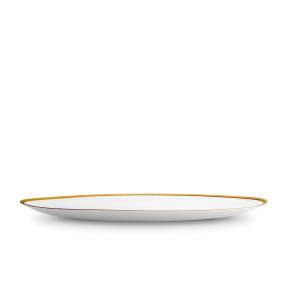 Large Soie Tressée Oval Platter in Gold - Classic Yet Modern Design Made of Limoges Porcelain Creates a Contemporary Look on an Ancient Shape