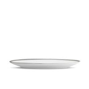 Small Soie Tressée Oval Platter in Platinum - Classic Yet Modern Design Made of Limoges Porcelain Creates a Contemporary Look on an Ancient Shape